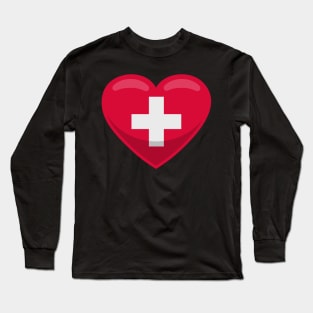 Switzerland Flag Heart Long Sleeve T-Shirt